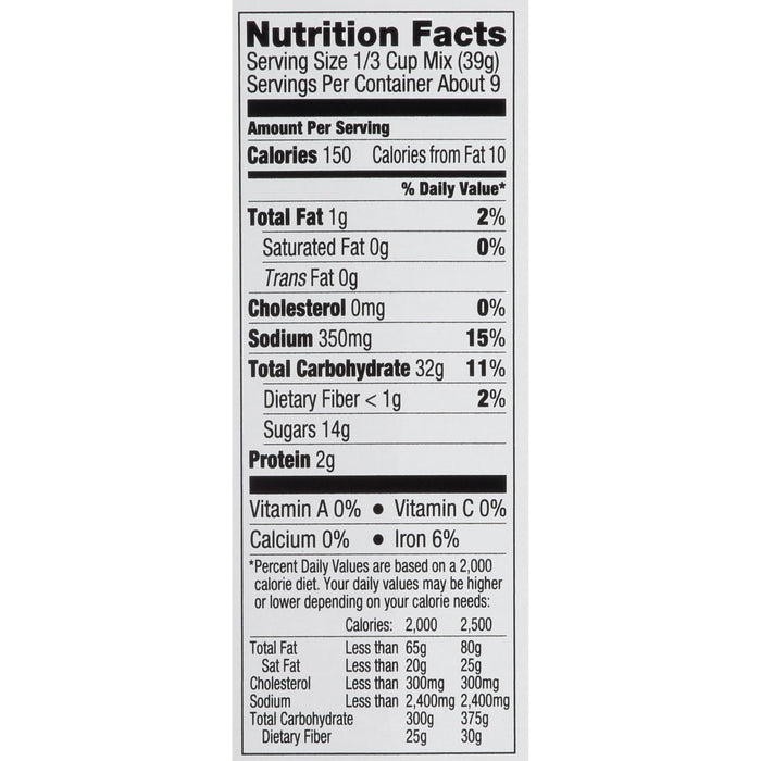 Nutrition facts label for a 1/3 cup serving of a product.