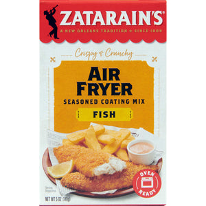 A box of Zatarain's Air Fryer Seasoned Coating Mix for Fish.