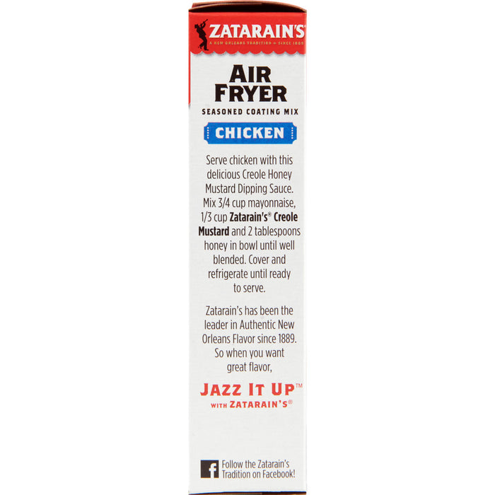 A box of Zatarain's Air Fryer Seasoned Coating Mix for chicken.