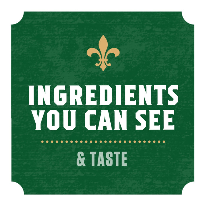 This graphic for Zatarain'S Garlic Parmesan Long Grain White Rice, 6.9 Oz highlights the quality of its contents with the text Ingredients You Can See &amp; Taste.