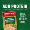 An advertisement featuring a box of Zatarain'S Garlic Parmesan Long Grain White Rice, 6.9 Oz suggests adding protein to create a quick one-pot meal.