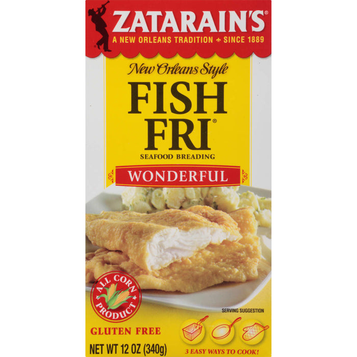 A box of Zatarain's New Orleans Style Fish Fri Seafood Breadding.
