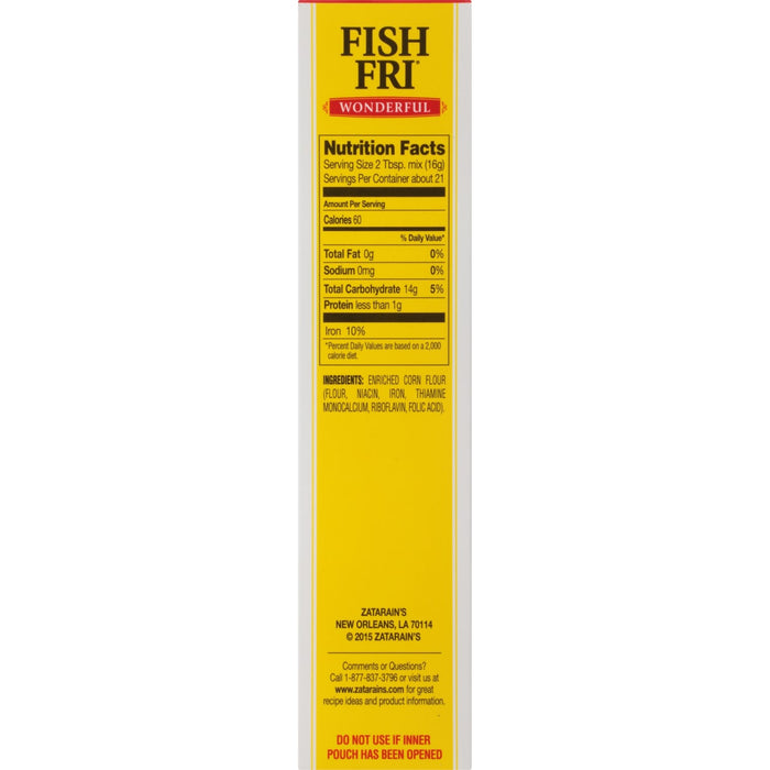 Nutrition facts label for Zatarain's Fish Fri Wonderful.