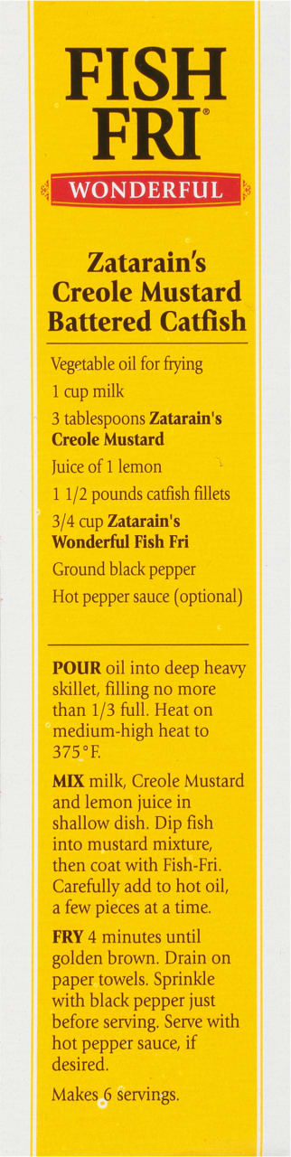 A recipe for Zatarain's Creole Mustard Battered Catfish.