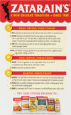Zatarain's Fish Fri packaging with instructions for deep frying, pan frying, and baking fish.