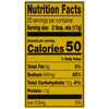 Nutrition facts label showing a serving size of 2 tbsp mix (17g) and 50 calories.