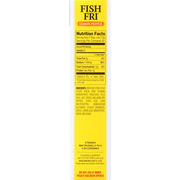 Nutrition facts and ingredients for Zatarain's Fish Fri Lemon Pepper.