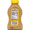 A bottle of Zatarain's Brown Mustard with nutrition facts and ingredients listed on the label.