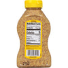 A bottle of Zatarain's Brown Mustard with nutrition facts and ingredients listed on the label.