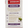 The back of a box of Zatarains Regular Jambalaya Rice Mix Long Grain 12 Oz provides stove top cooking directions and serving suggestions for this New Orleans tradition.