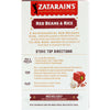 A box of Zatarain's Red Beans and Rice mix with instructions on how to prepare the dish.