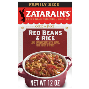A box of Zatarain's Red Beans &amp; Rice mix.