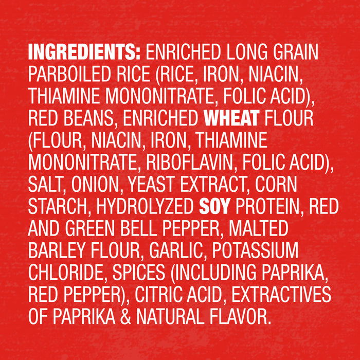 A list of ingredients for a product, including rice, red beans, wheat flour, soy protein, and spices.