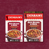 Two boxes of Zatarain's Red Beans &amp; Rice, one a family size and one a regular size.
