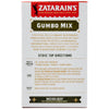 The back panel of a Zatarain's Gumbo White Rice Mix Long Grain 7 Oz box, featuring cooking directions, protein suggestions, and a NO MSG ADDED statement.