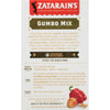 Zatarain's Gumbo Mix box with instructions and a picture of bell peppers, garlic, and an onion.