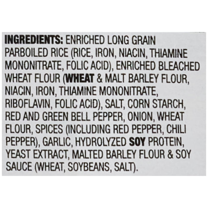 The ingredients list for Zatarains Gumbo White Rice Mix Long Grain 7 Oz is displayed in bold, black text on a white background.