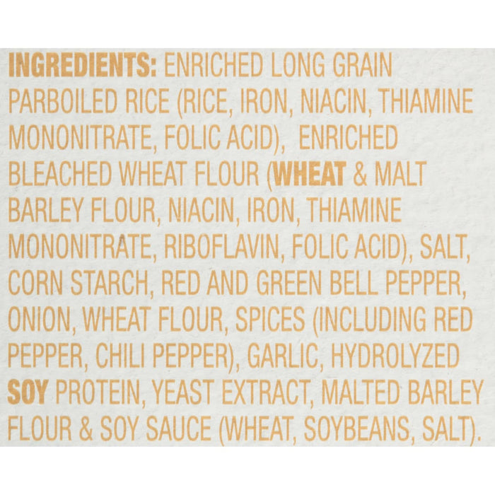 A list of ingredients for a product, including rice, wheat flour, barley flour, corn starch, spices, soy protein, and soy sauce.