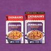 Two boxes of Zatarains Jambalaya mix one regular size and one family size.