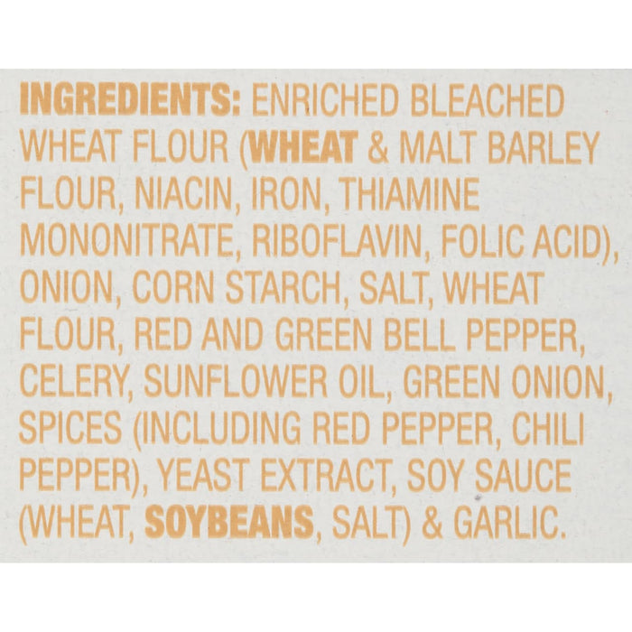 A list of ingredients for a product including wheat flour corn starch and soy sauce.