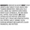 A list of ingredients for a product, including wheat flour, soy sauce, and spices.