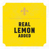A yellow label with a fleur-de-lis at the top states Real Lemon Added.
