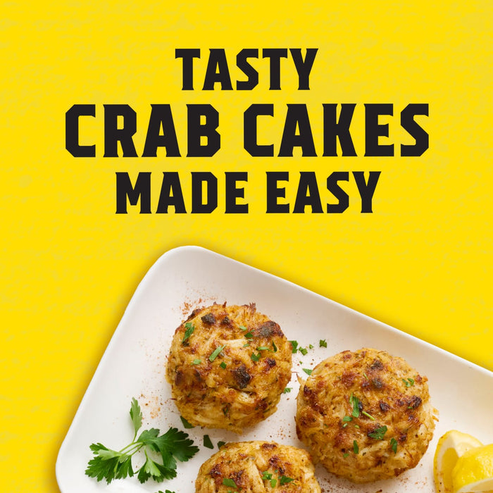 An appetizing plate of tasty crab cakes, showcasing the product's ease of preparation.