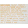 A list of ingredients for a product, including wheat flour, soy protein, and natural flavor.