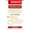 Zatarain's Red Beans &amp; Rice box shows the ingredients and directions for preparing this New Orleans dish.