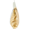 A side view of a clear plastic bag filled with Zatarains Regular Yellow Rice Mix Long Grain 51 Oz, set against a plain white background.