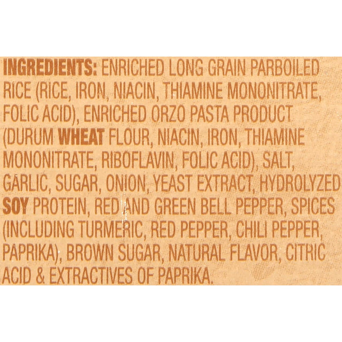 A list of ingredients for a product, including rice, wheat flour, soy protein, and spices.