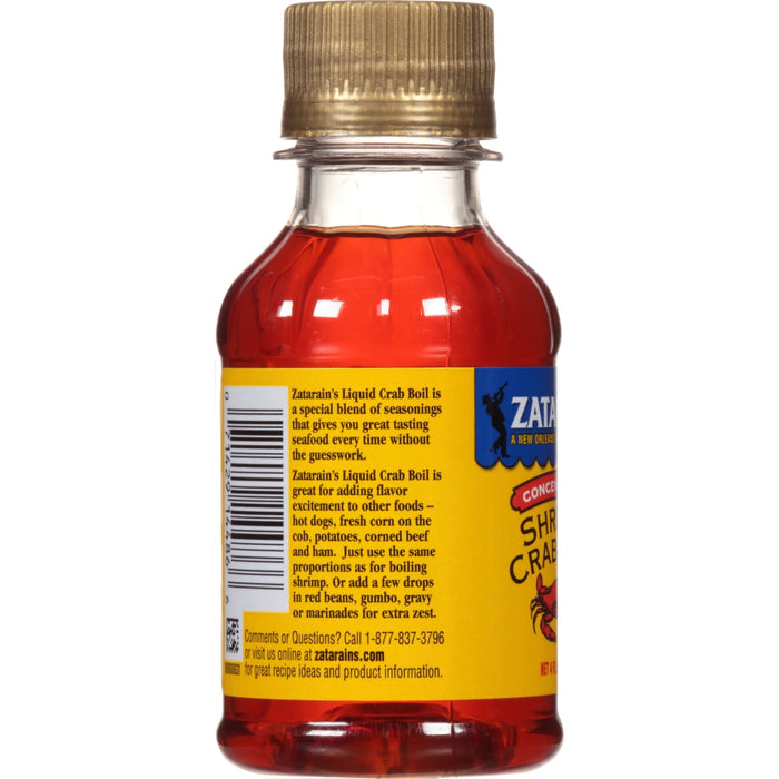 A bottle of Zatarain's Concentrated Shrimp and Crab Boil.