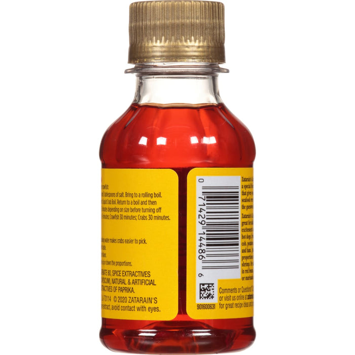 A bottle of Zatarain's Crab Boil seasoning.
