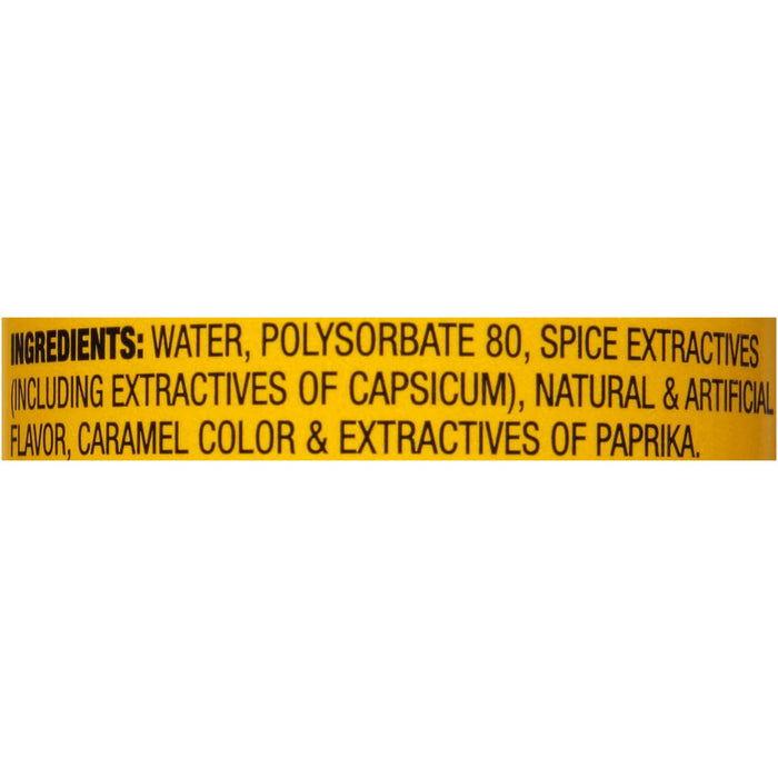 A close-up of the ingredients list for a hot sauce.