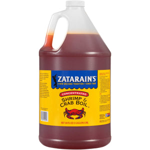 A gallon jug of Zatarain's Concentrated Shrimp &amp; Crab Boil.