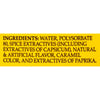 A yellow label with the ingredients for a product.