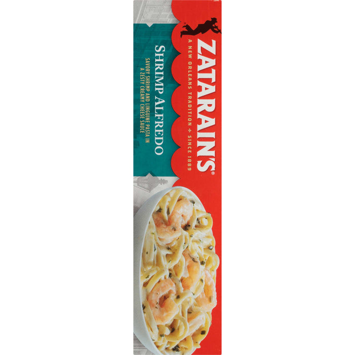 A box of Zatarain's Shrimp Alfredo with a picture of the dish on the front.