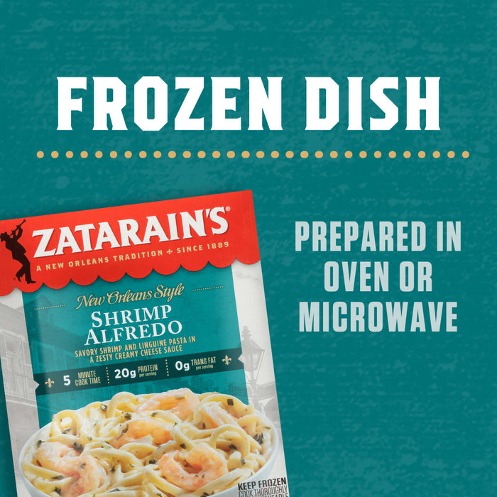A box of Zatarain's New Orleans Style Shrimp Alfredo frozen meal.