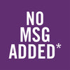 A white text logo on a purple background that says NO MSG ADDED*