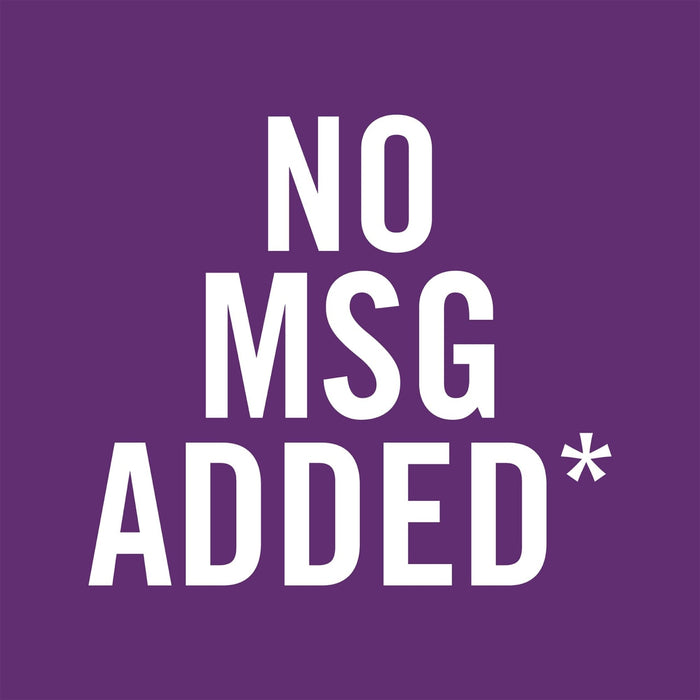 A white text logo on a purple background that says NO MSG ADDED*