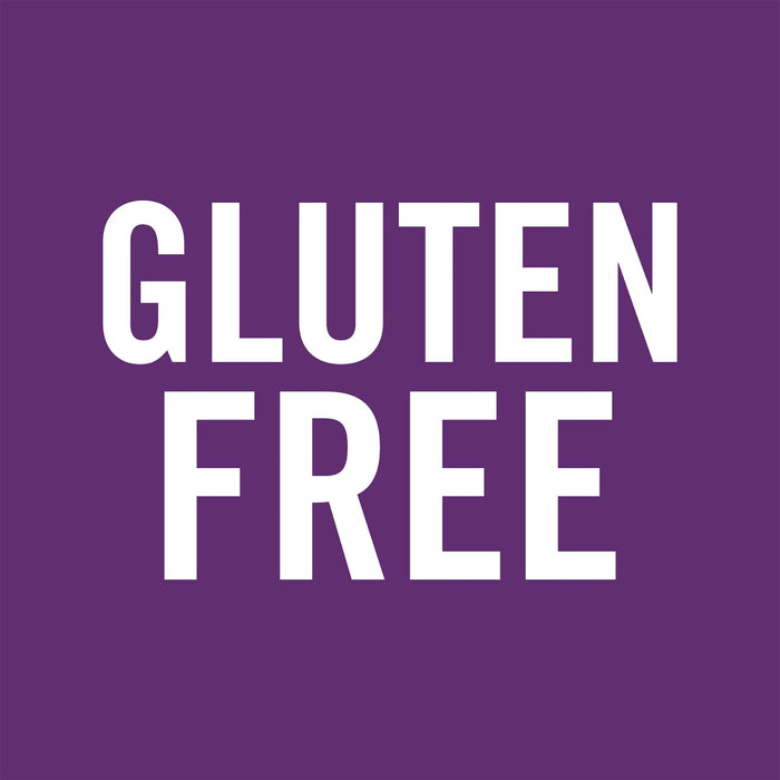 A white text on a purple background that says Gluten Free.