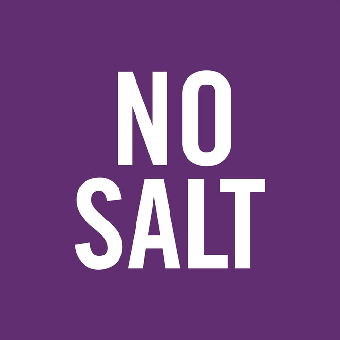A white logo on a purple background that says NO SALT