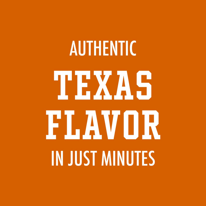 A marketing graphic for Stubb'S Original Baked Beans, Canned Beans, 15.5 Oz., 12-Count features the text Authentic Texas Flavor in Just Minutes on an orange background.