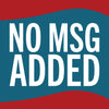 A blue and red graphic with the text NO MSG ADDED in white.