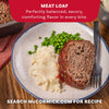 A delicious-looking plate of meatloaf, mashed potatoes, and peas is shown to highlight the comforting meal you can make with Mccormick Regular Meat Loaf Seasoning Mix 1.25 Oz.