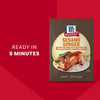 A packet of Mccormick Sesame Ginger All Purpose Sauce Mix Envelope 1 Oz is shown next to text that reads, Ready in 5 minutes.