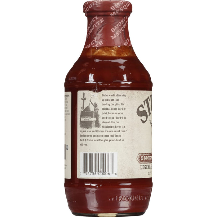 A bottle of Stubb's Legendary Bar-B-Q Sauce.