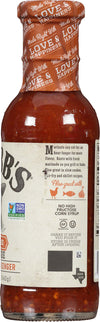 A bottle of  B's  Ginger marinade with a label that says 'Made Right With Love &amp; Happiness.'