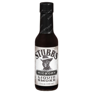 A bottle of Stubbs Hickory Liquid Smoke.