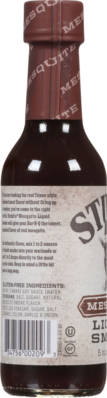 A bottle of Stubb's Mesquite Liquid Smoke.